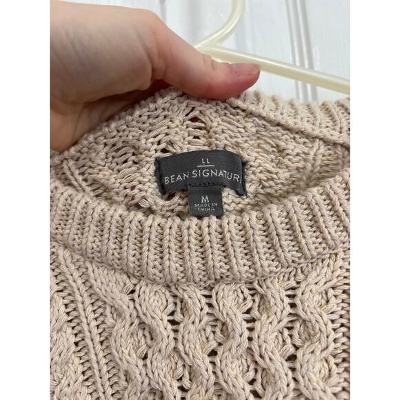 L.L. Bean signature 100% cotton, chunky heavy cable knit fisherman sweater Med - Picture 6 of 8